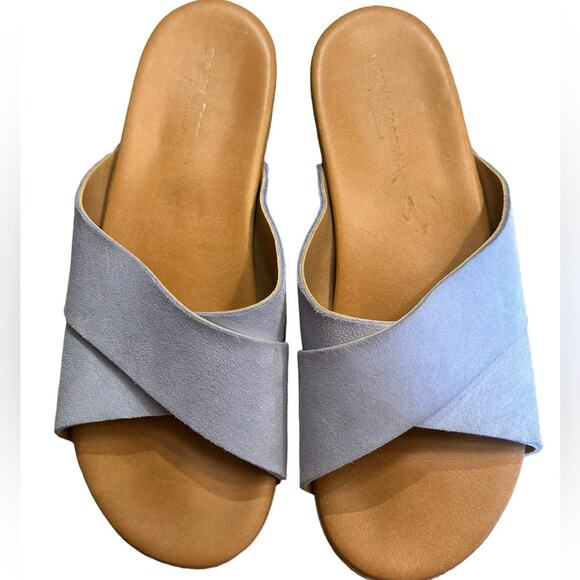 Donna Toscanna Pastel Blue Sandals with Wooden Soles Made in Italy Womens Size 8 - Picture 2 of 5